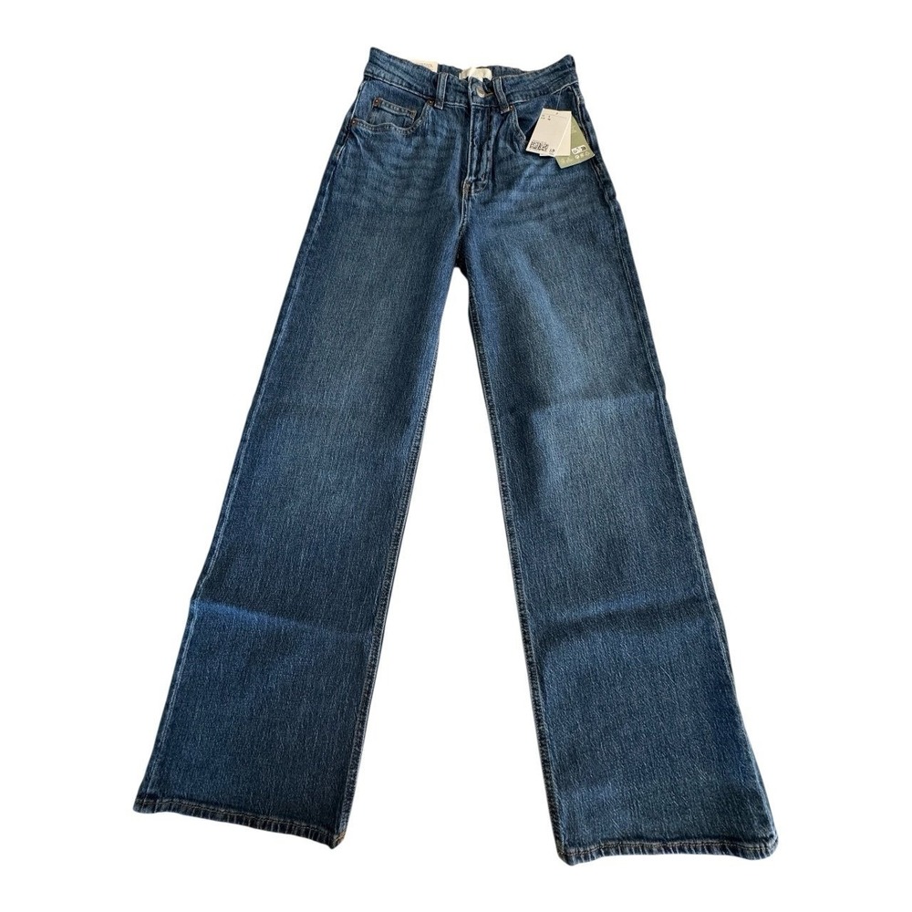 H&M Wide Leg Comfort Stretch High Waist Dark Wash Denim Jeans NWT 26x30 Y2K‎ 6